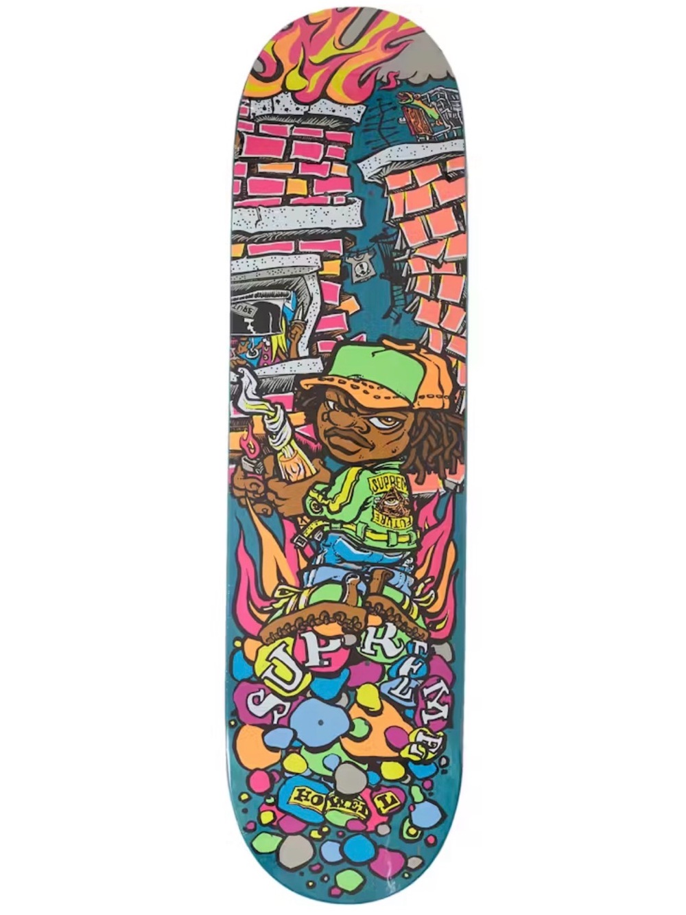Supreme Molotov Kid Skateboard Deck by Andy Howell 8.25”X32”. Multicolor